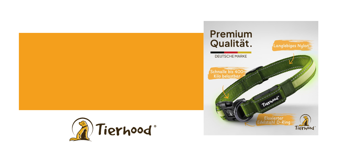 Світловідбиваючий нашийник для собак Tierhood - LED нашийник для маленьких та великих собак, оранжевий, розмір S (30-45 см)