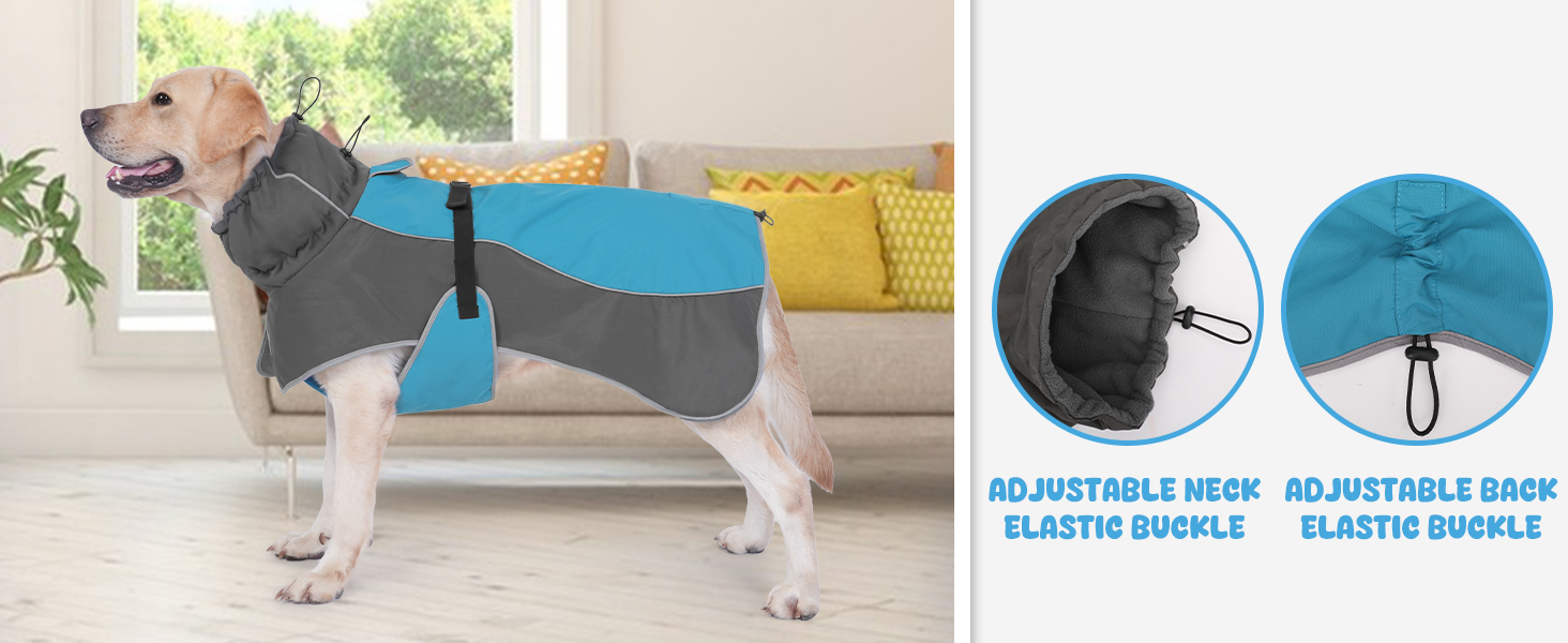 Водонепроникна куртка для собак, світловідбиваюча, вітронепроникна, тепла зимова куртка з м'яким флісовим підкладкою для маленьких та великих собак, для активного відпочинку на природі, кемпінгу та походів у холодну погоду, блакитна, XL (довжина спини: 60 см)