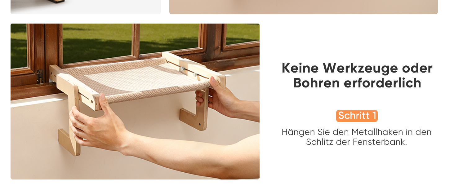 Підвісна лежанка для котів FUKUMARU, лежанка на підвіконник та підлогу, для великих котів, міцна конструкція з дерева та металу, трансформована лежанка, легка у збиранні, бежева
