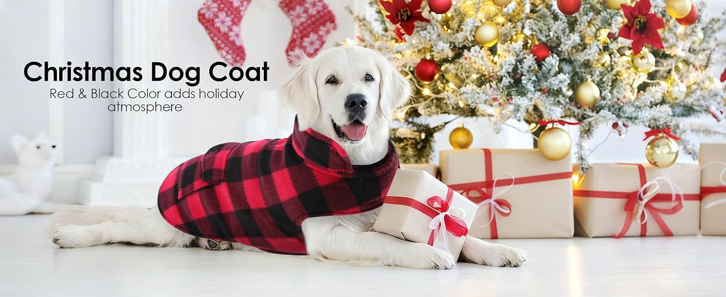 Теплий зимовий одяг для собак великих порід AOFITEE: куртка з отвором для шлейки, кишені, захист живота, червоний, розмір XL