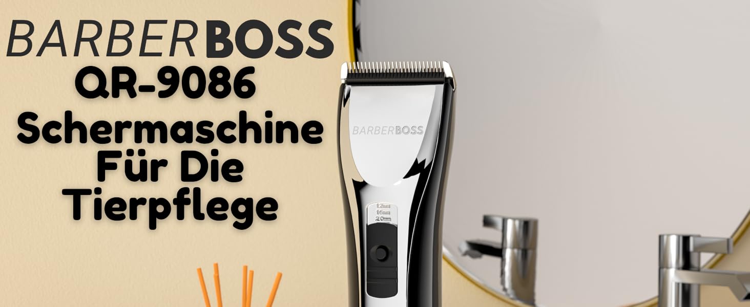 Професійний собачий триммер BarberBoss QR-9086 для густого волосся: набір для догляду за собаками та котами, бездротовий, тихий