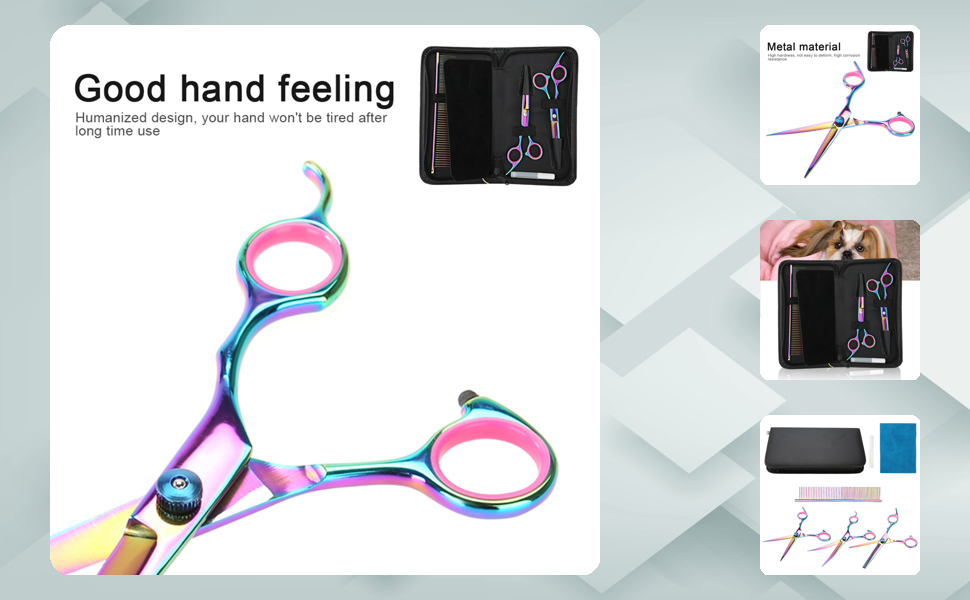 Набір професійних ножиць для грумінгу домашніх тварин: ножиці для стрижки шерсті собак, ножиці для розрідження, вигнуті ножиці, універсальні ножиці