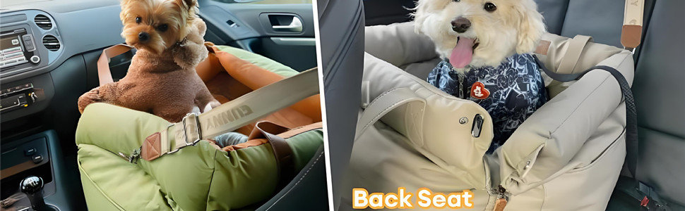 Автокрісло для собак маленьких порід, підставка для собак у машину, ліжко для собак з memory foam, з кишенями та страхувальним ремінцем, миється