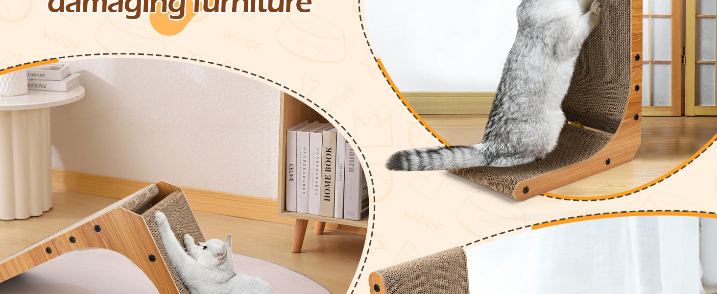 Котячий будиночок-кіготь Nobleza: кутовий, 60 см, з іграшкою, з гофрокартону