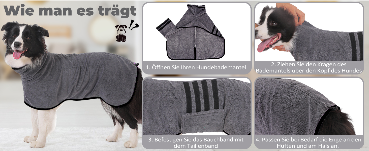 Рушник для собак, мікрофібра, середні та великі породи - сірий, швидко сохне, супер вбираючий, для собак та котів (чорний, XXL) XXL сірий (чорна сторона)