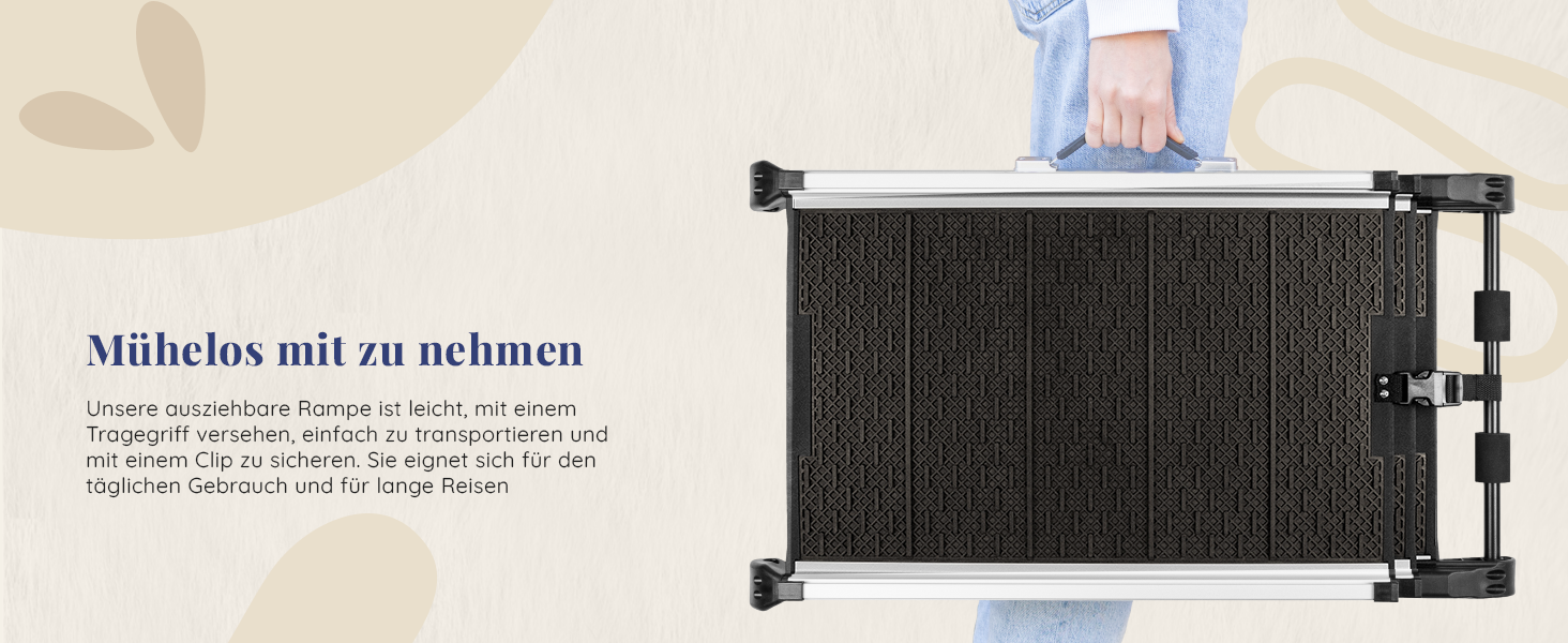 Рампа для собак у машину, складна, стабільна, до 90 кг, телескопічна, алюмінієва, для великих собак, з відбивачами, сірого кольору Shadow Gray