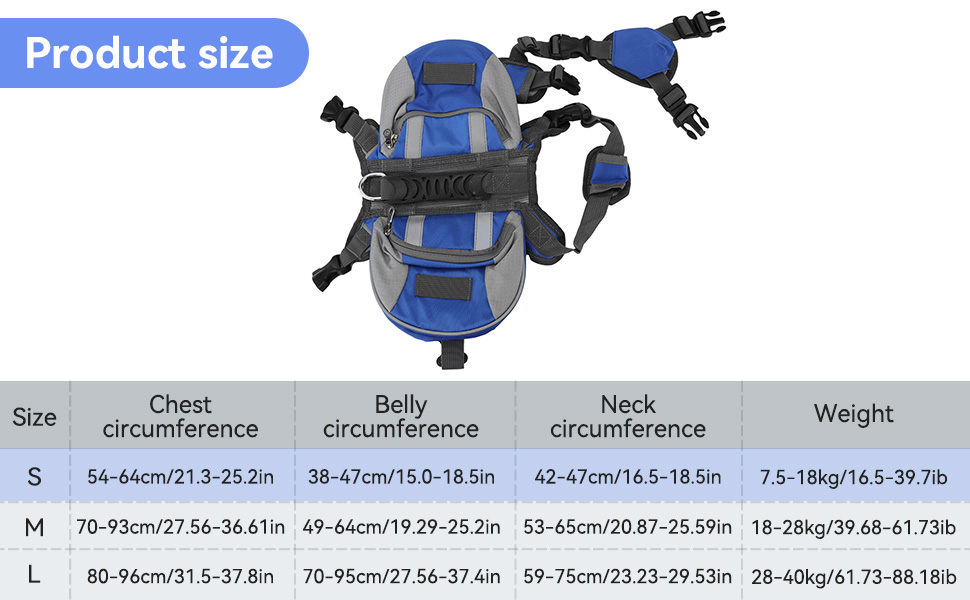 Рюкзак для собак Cyrank: набір посуду, жилет, сумка для спорядження, рюкзак для подорожей з відбиваючими смугами. Підходить для собак середніх розмірів (S)