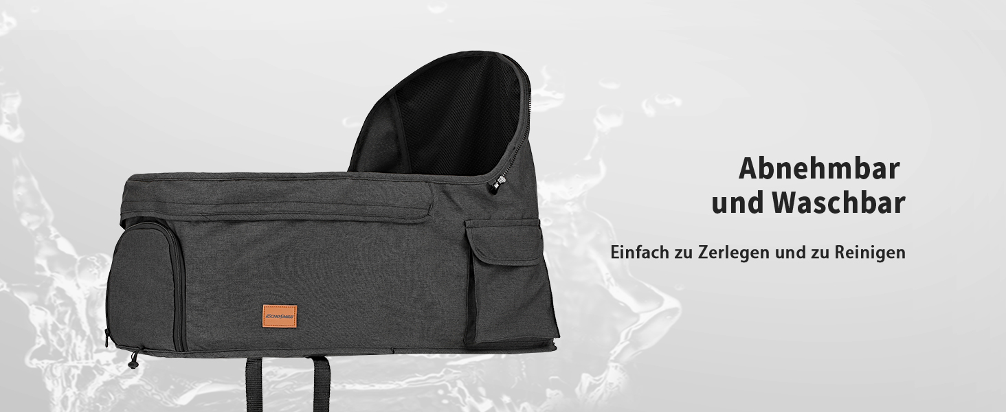 Візок для собак EchoSmile, складний, до 20 кг, для маленьких та середніх собак та котів, з поворотним ручкою, амортизацією та знімним чохлом (чорний)