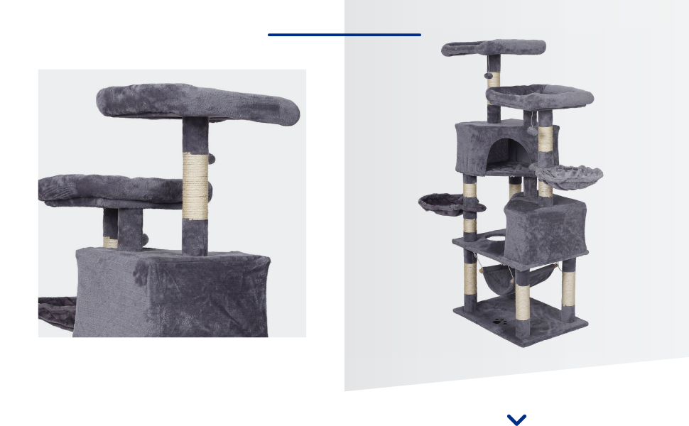 Дряпка для котів Wiltec сірого кольору з мотивом лапок 145 см: дряпка, платформа, будиночок, гамак, кліматичний комплекс для котів