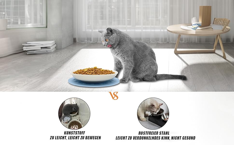 Набір мисок для котів на 6 місць - 6 мисок з кераміки та підставки, широкі миски для котів, що зменшують подразнення вусів, плоскі миски для кошенят та дрібних тварин