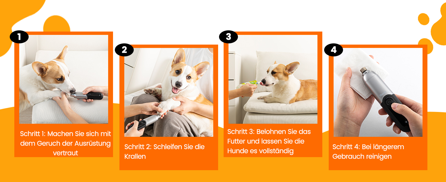 Точилка для кігтів собак Toozey з LED-підсвіткою, тиха (40 дБ), 3 швидкості, акумулятор 7,5 год, USB, для котів та собак