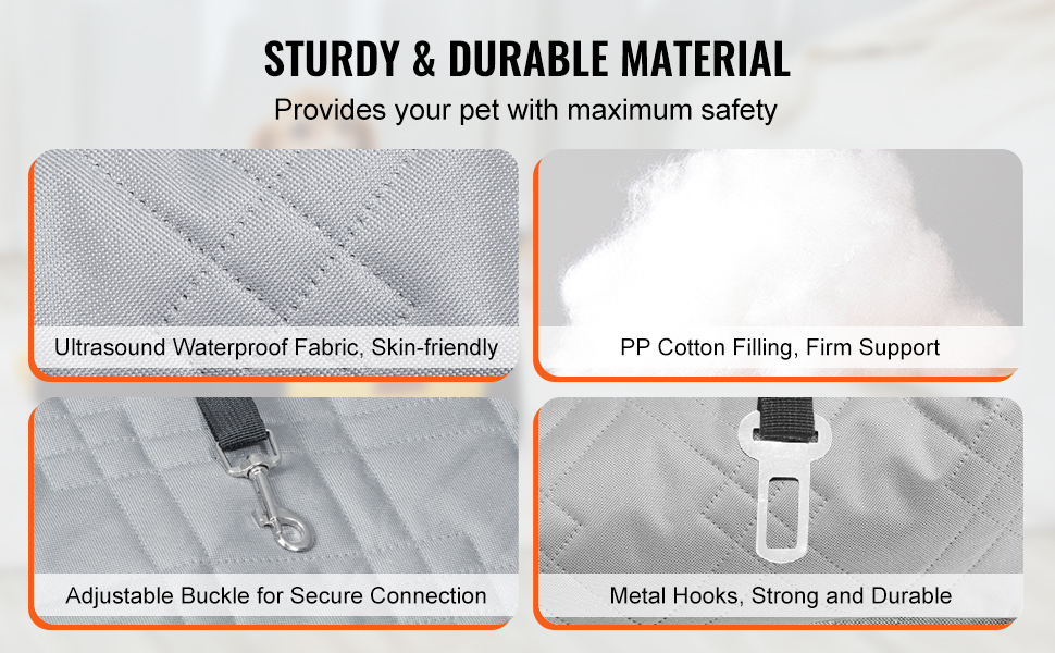 Автокрісло для собак VEVOR - підняття для собак, водонепроникне, з підтримуючою рамою, з безпечним тросом, для собак малого, середнього та великого розміру до 22 кг (M, сірий)