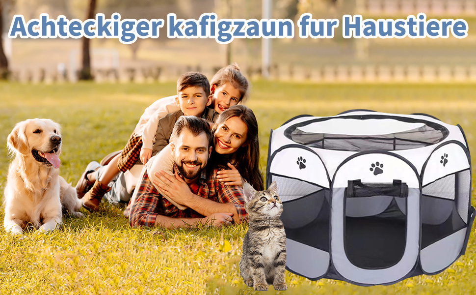 Клітка-вигул для цуценят та котів, сіра, SAC2409035