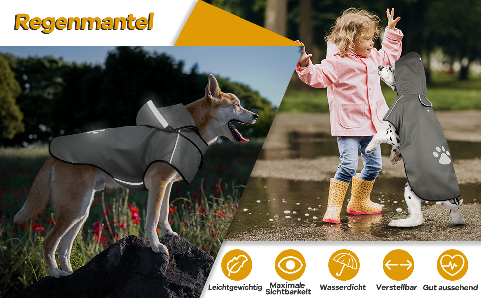 Водонепроникна куртка для собак з капюшоном, для прогулянок та ігор, сіра, для малих, середніх та великих порід