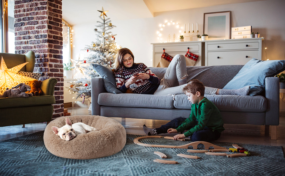 М'яке ліжко для собак та котів Donut, 40 см, темно-сірий. Знімна та пральна наволочка, 8 кольорів та 9 розмірів на вибір.