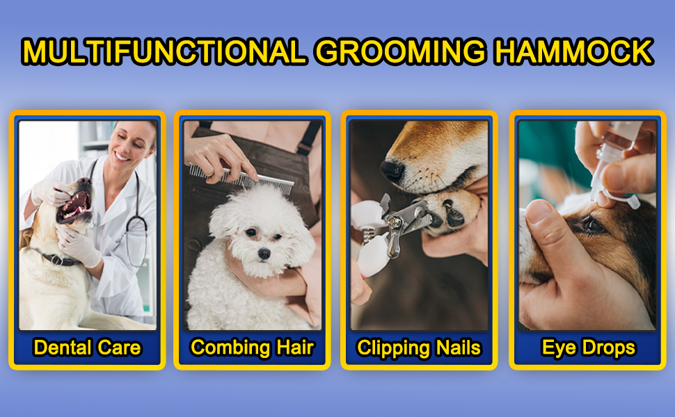 Шлейка-гамак для грумінгу собак OVTEXZOG, переноска для стрижки кігтів, гамакова сумка для собак під час грумінгу (середня, до 20 кг, блакитна)