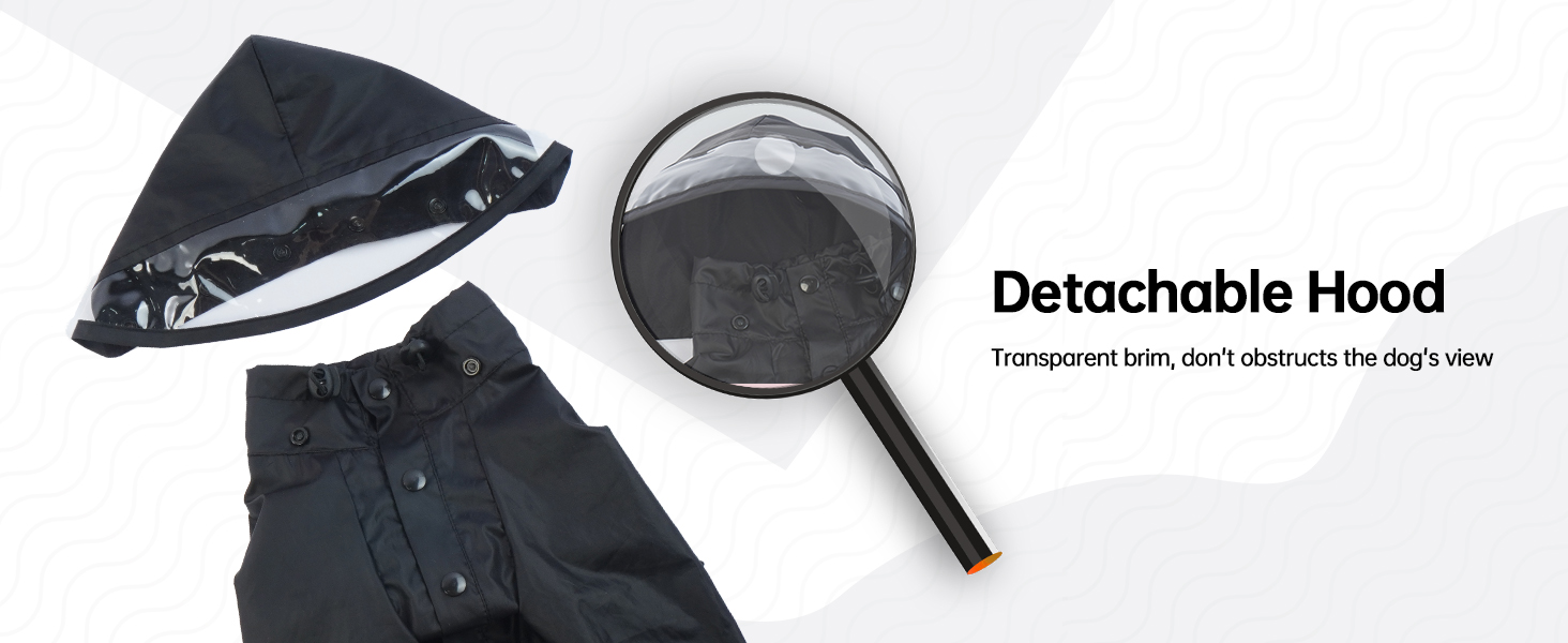 Водонепроникний дощовик для собак, чорний, розмір S. Дощовик для маленьких собак з капюшоном, на кнопках.