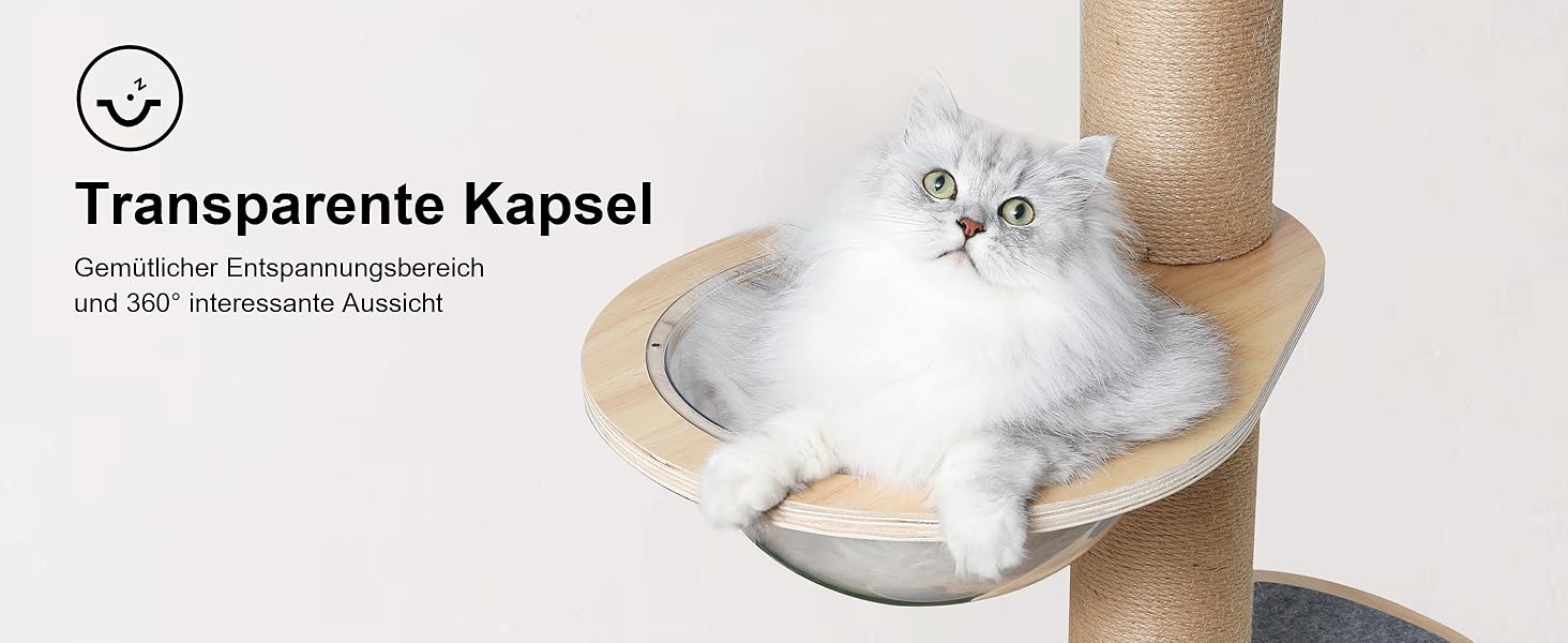 Дерев'яний кігтеточки FUKUMARU з 6 ярусами, сірий (280-300 см), для котів, з гамаком та капсулою