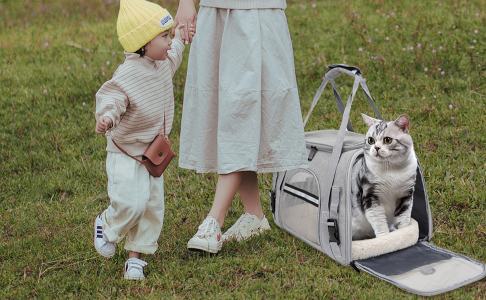Транспортна сумка для кота APKOL, сіра, до 5 кг, складна, з плечовим ременем