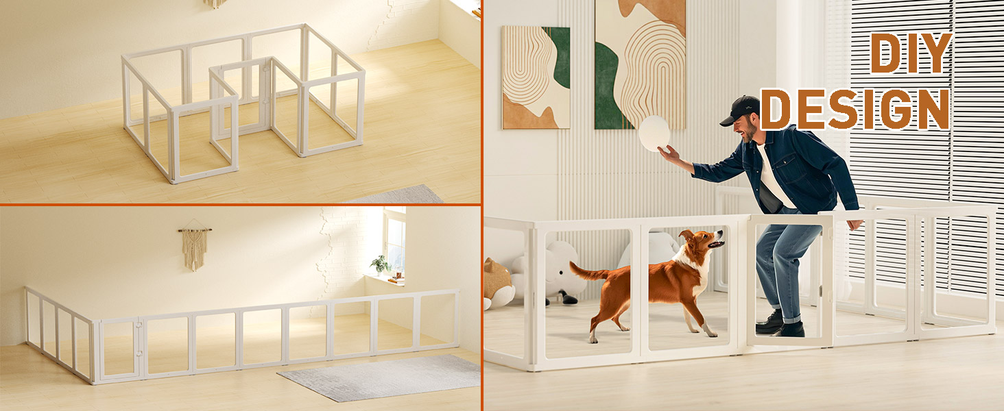 Кізохід для собак Citylife 6-TLG 60см, складаний вольєр для собак з дверцятами, вольєр для собак у квартиру, великий кізохід для собак, котів, кроликів, дрібних тварин, з неслизьким покриттям, прозорий (12-TLG 75CMH)