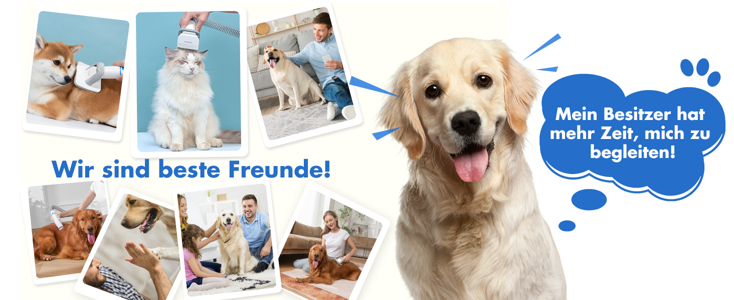 Машинка для стрижки собак Neakasa P2 Pro з пилососом, тиха, професійний набір для грумінгу домашніх тварин, 5 насадок для собак та котів, блакитна