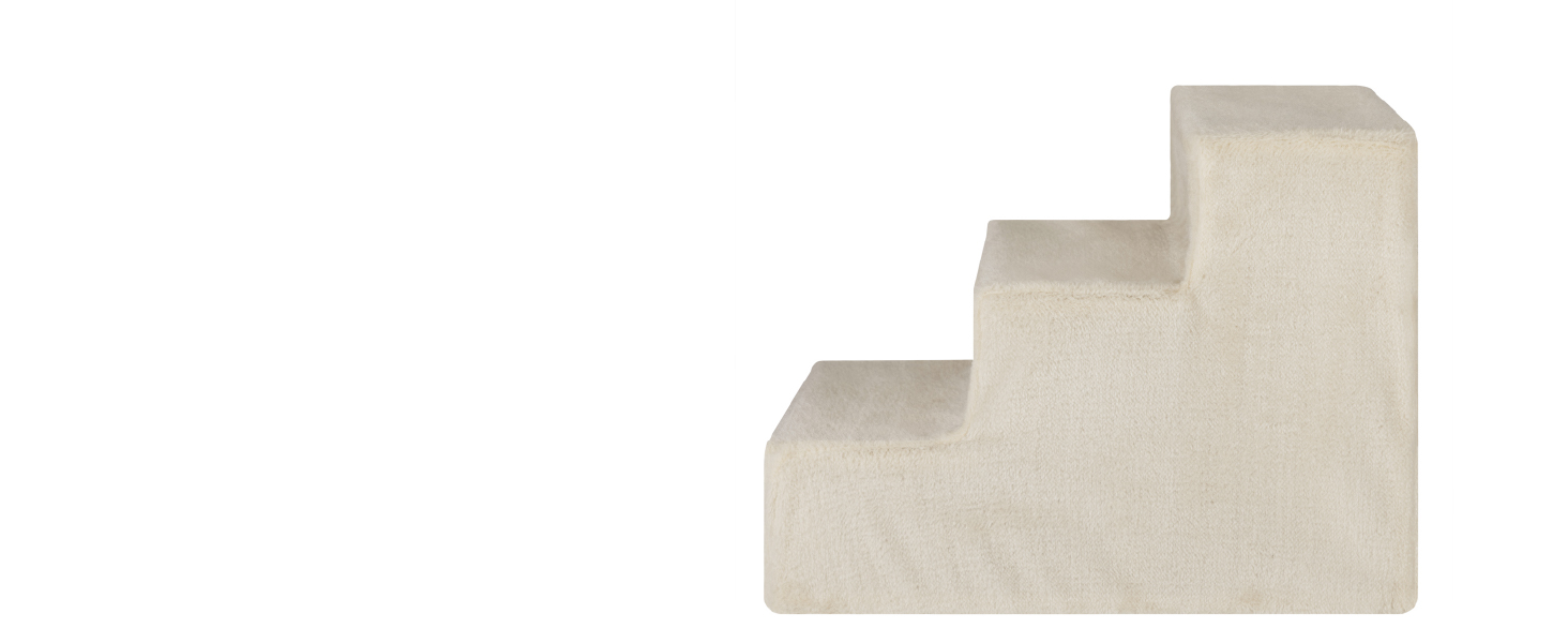 Сходинка для собак та котів Juskys - 3 сходинки, плюшевий знімний чохол, для ліжка, дивану, авто (Бежевий)