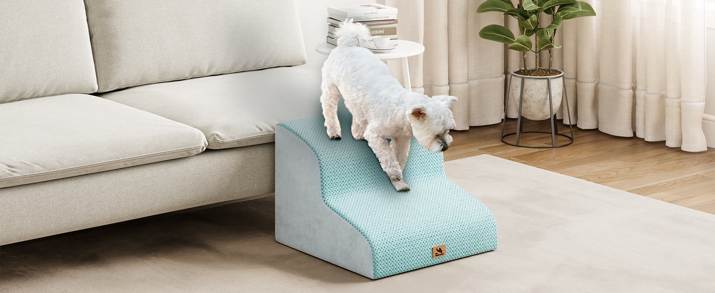 Сходинки для собак та котів, 3 ступені, 40 см, сірі (блакитні), миються, протиковзкі