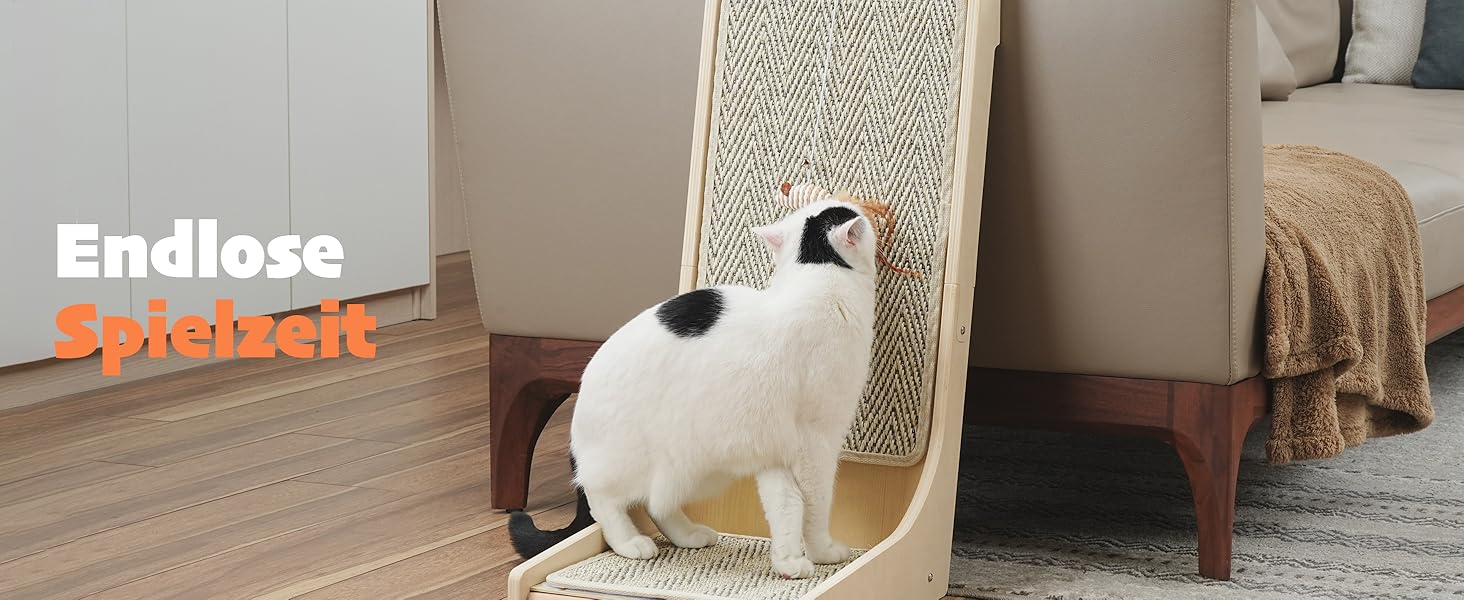 Котячий когтетоп PETKARAY L-подібний, 68 см, з сизалю, для котів, з котячою м'ятою та іграшкою-мишкою