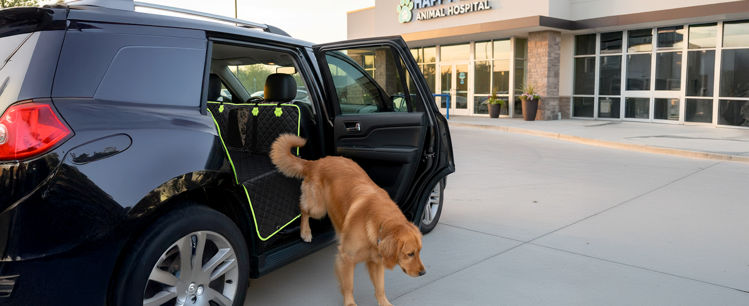 Захисний килимок для собак у машину Pecute 2-в-1: для заднього сидіння та як переноска, водовідштовхувальний, анти-царапин, з жорстким дном