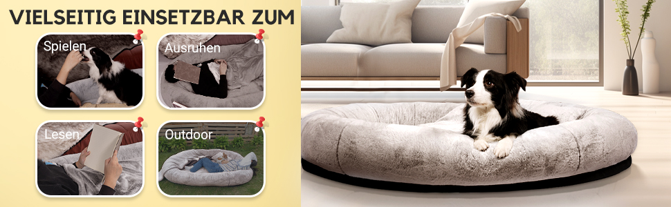 Крісло-ліжко для собак великих порід та людей, 180x114x35,6 см, з штучним хутром, ковдрою та подушкою, FURRYFECTION