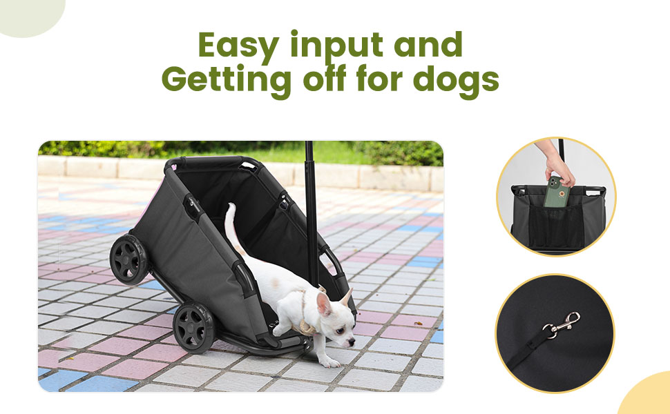 Візок для маленьких тварин, складаний, багатофункціональний, з висувним ручками, подушкою та страхувальним ремінцем, з кишенькою (темно-зелений)