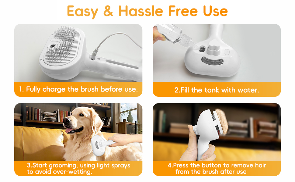 Буршлюк для котів з парою, універсальна щітка для догляду за тваринами для котів та собак, щітка для собак з парою для видалення шерсті, масажна щітка для грумінгу, підходить для довгошерстих та короткошерстих тварин білого кольору