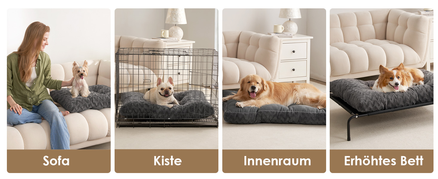 Килимок для собак великих порід EHEYCIGA, 104x68 см, XL, штучне хутро та льон, темно-сірий