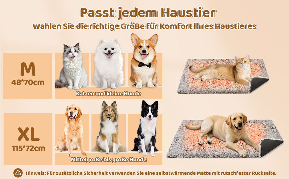 Самогріюча котяча/собача ковдра 115x72 см - XL, велика, флісова, без електроенергії, для дому та вулиці, знімна, миюча