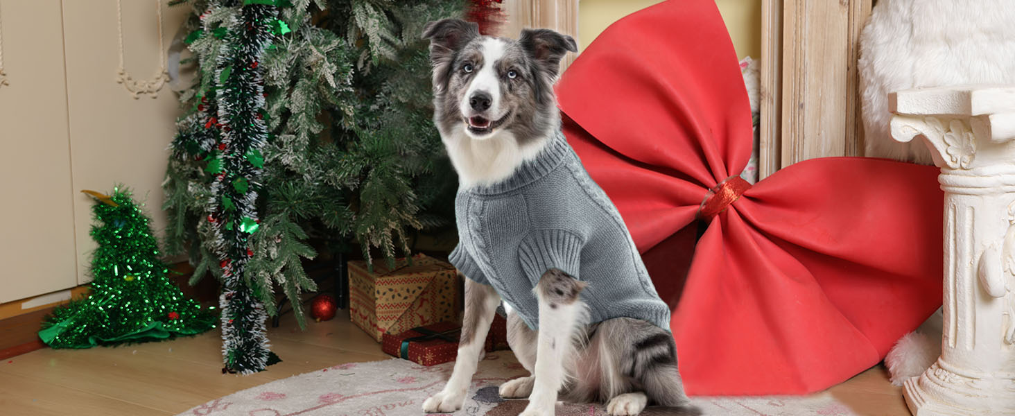 Пуловер для собак, теплий зимовий одяг з коміром-горловиною, м'який в'язаний пуловер для маленьких, середніх та великих собак (Сріблясто-сірий M)