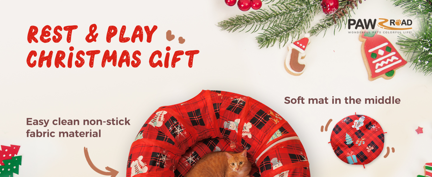 Туннель-лежанка для котів PAWZ Road з м'якою центральною матрацом та іграшками, сірий, для котів, кроликів та цуценят