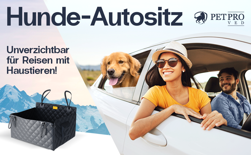 Автокрісло для собак PETPROVED - водонепроникний кошик для середніх собак, 21 кг, 75x58x36 см