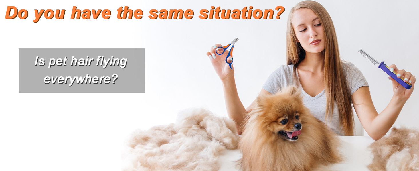 Машина для стрижки собак з пилососом, тиха, для собак та котів. Комплект з 10 інструментів для догляду, контейнер для сміття 2.0 л