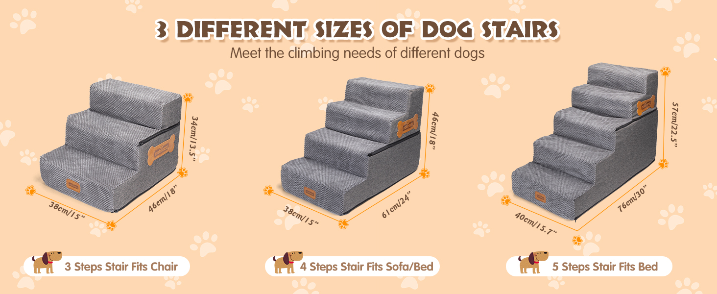 Сходинки для собак Nobleza – 5 сходинок, пандус для тварин, килимок для видалення ворсу, сходи для котів та собак до ліжка/дивану