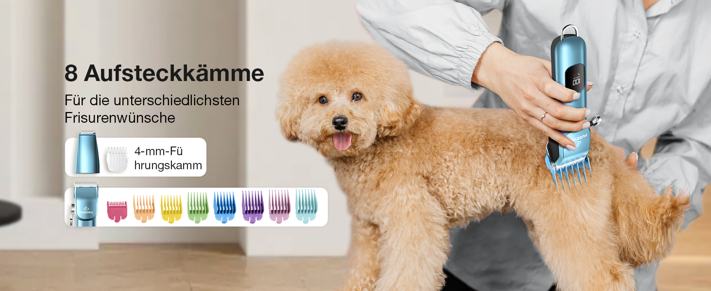 Машинка для стрижки собак FuzzyFix 3-в-1: стрижка, грумінг, триммінг. Професійна, для собак та котів, блакитна