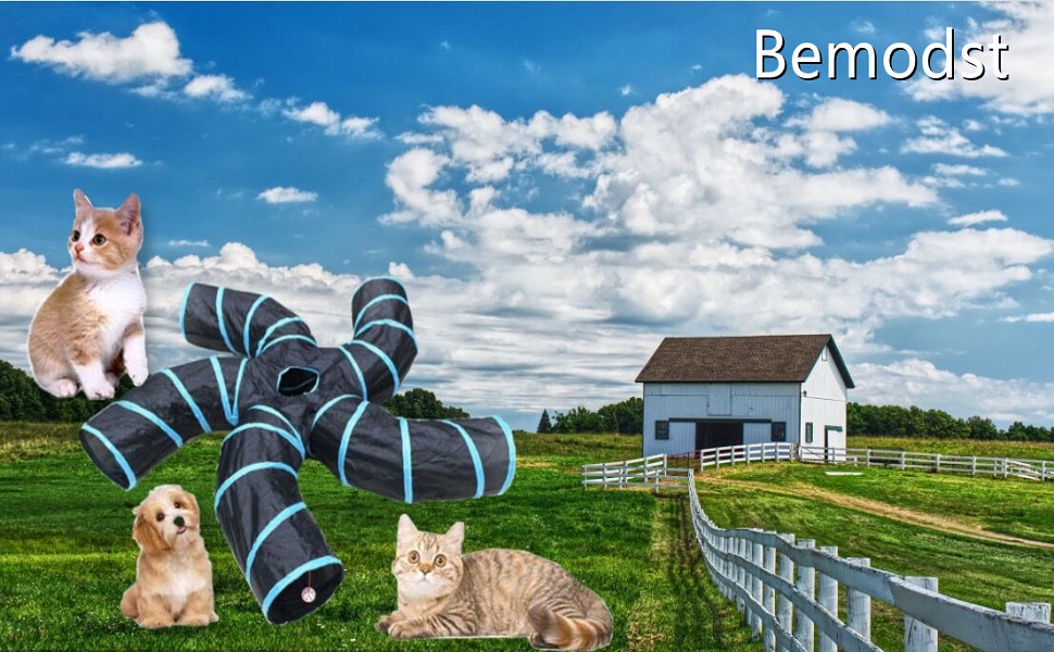 Туннель для котів Bemodst 5-ти ходовий, інтерактивна іграшка-лабіринт для кошенят, кроликів, цуценят, хорягів, морських свинок