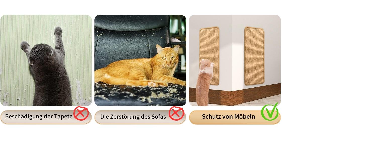 Килимок для котів JanYoo від подряпин, 60x25 см (2 шт., коричневий). Захист від подряпин для диванів, меблів та дверей. Килимок для котів з сизалю.