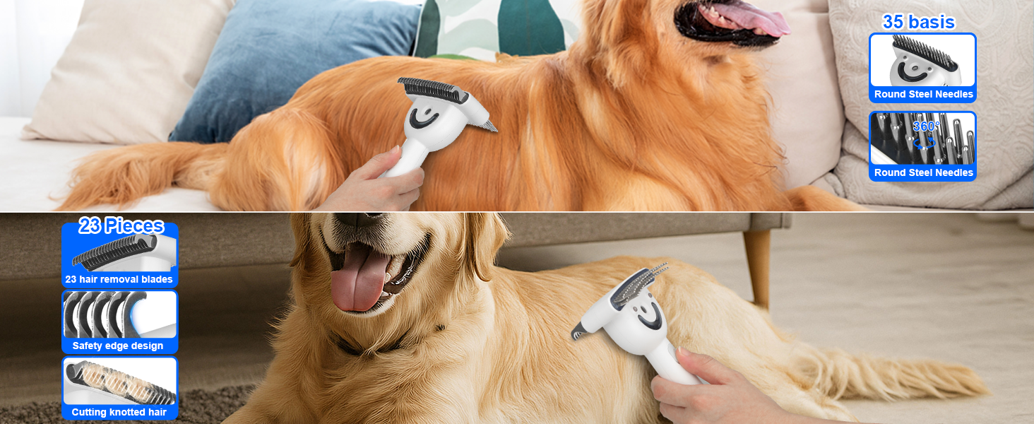 Парова щітка для собак та котів, 2-в-1 з UV-стерилізацією, для вичісування ворсу та підшерстка