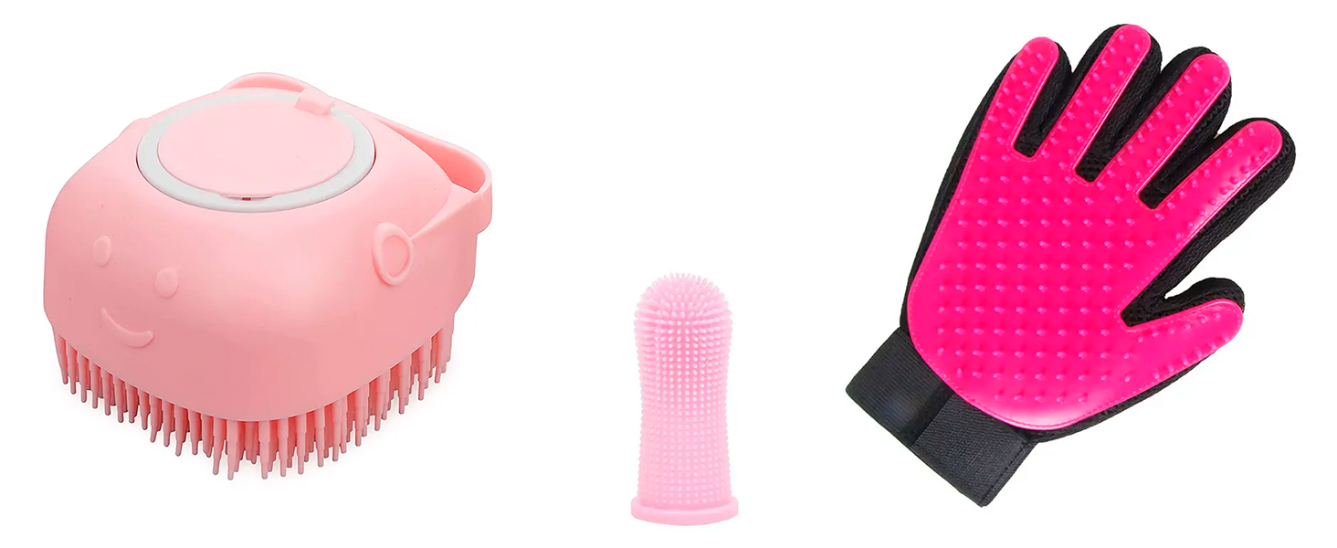 Набір для догляду за тваринами 9 предметів: щітка для собак та котів, очищувач лап, зубна щітка для пальців, обрізач кігтів, пилка для кігтів, гребінець для собак, рукавичка для догляду за котами, щітка для миття