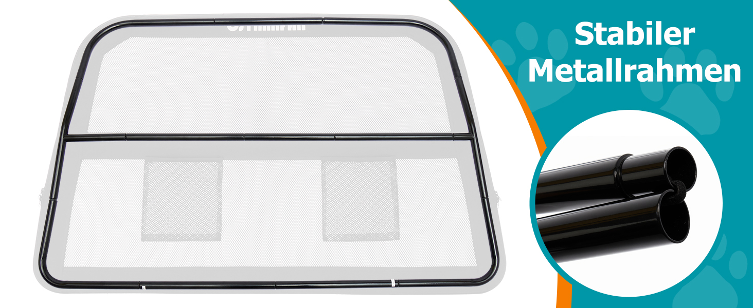 Сітка-перегородка для собак у машину CJYMMFAN - універсальна, для заднього сидіння та багажника, з металевим каркасом та прозорим сіткою