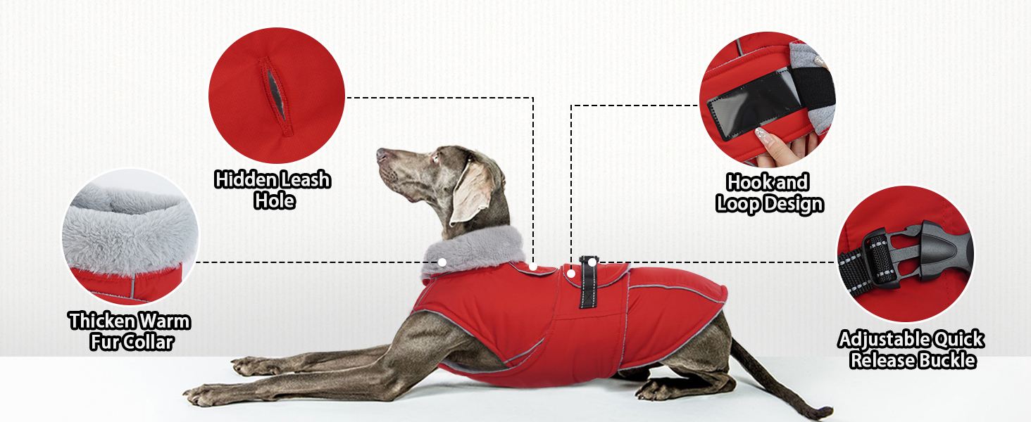 Водонепроникний зимовий одяг для собак, тепла вітрозахисна куртка для собак, антисні захисний костюм для мисливських собак (червоний, XL) XL B-Red