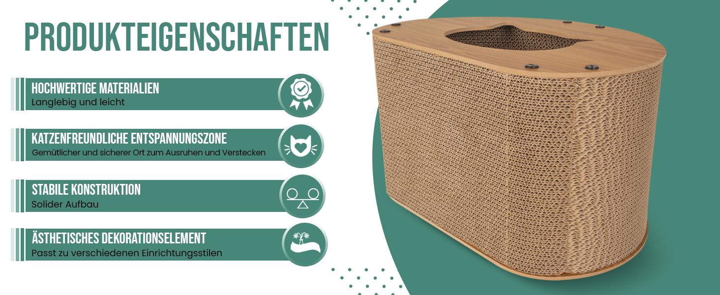 Котячий когтетоп з картону та килима, 30x43x25 см - іграшка для котів, натуральний матеріал