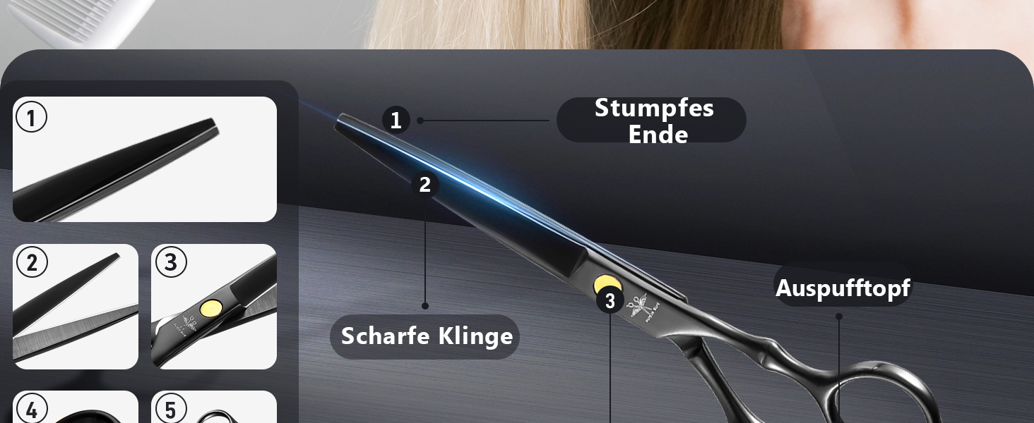 Набір професійних перукарських ножиць PURPLEBIRD (10 шт.) з нержавіючої сталі: перукарські та фінішні ножиці для барберів, перукарів та початківців