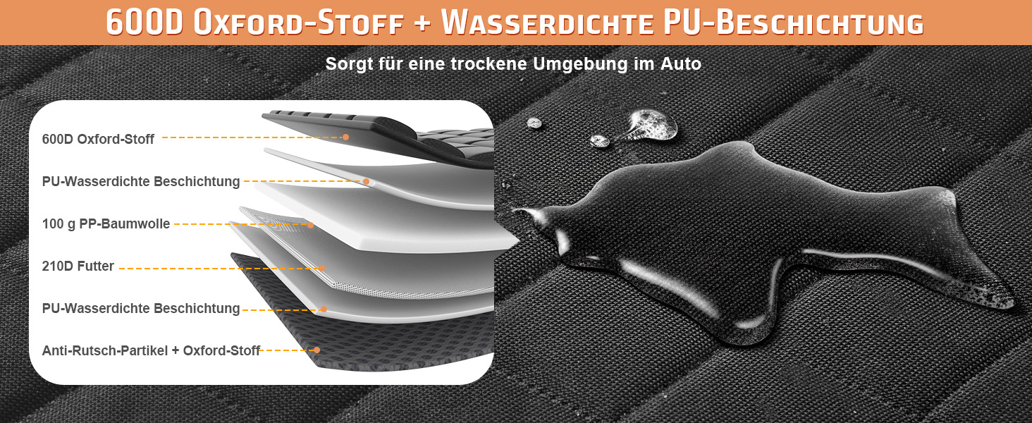 Накидка для собак у машину Gimars, 157x137 см, водовідштовхувальна, стійка до подряпин, універсальна, з передньою панеллю та оглядовим вікном, чорний & оранжевий, килимок у багажник