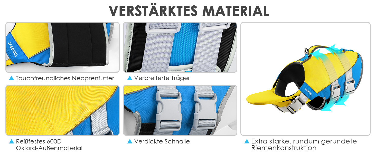 ThinkPet Жилет рятувальний для собак, світловідбиваючий, з регулюванням, для плавання (Жовто-блакитний, L)